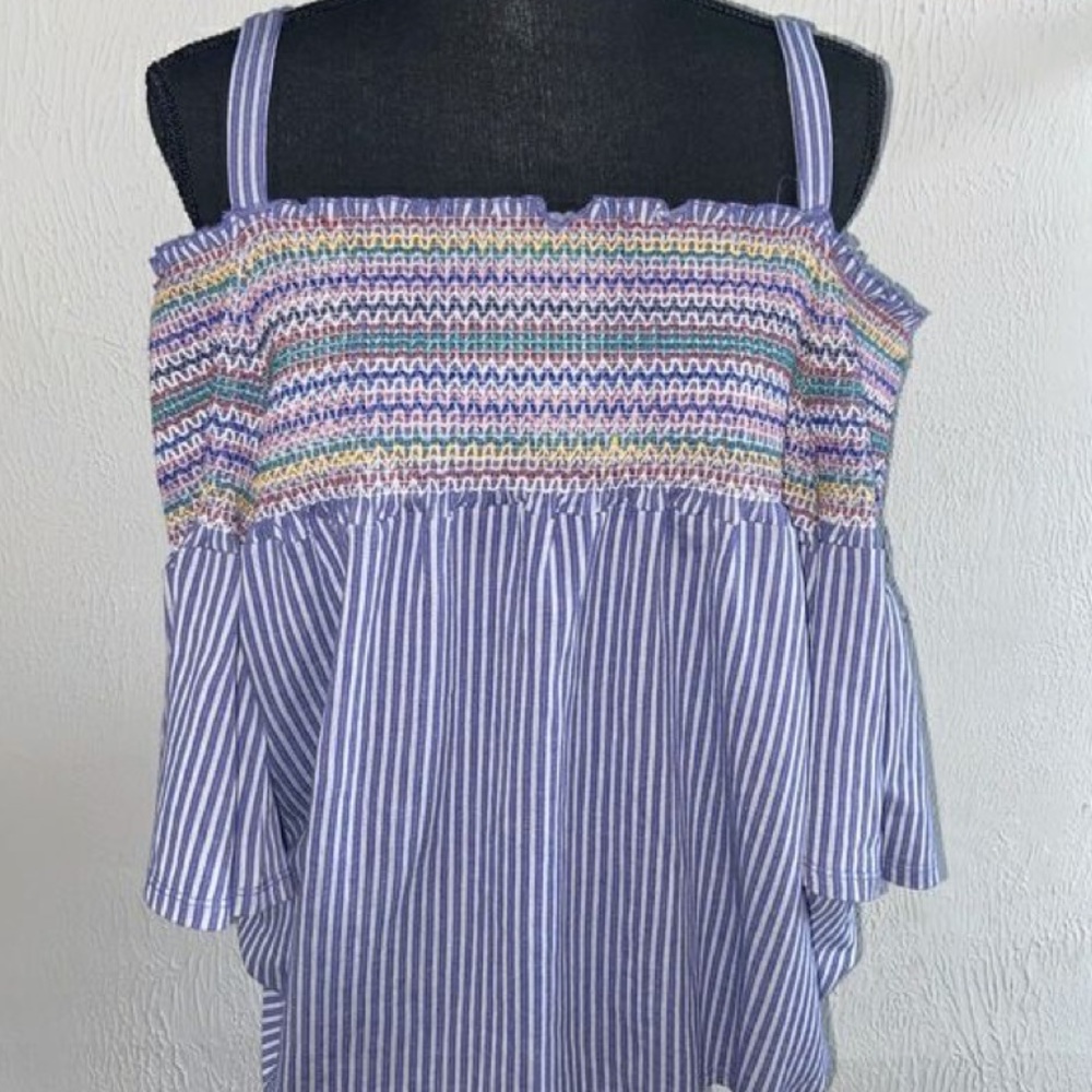 Rainbow Off Shoulder Flowy Top